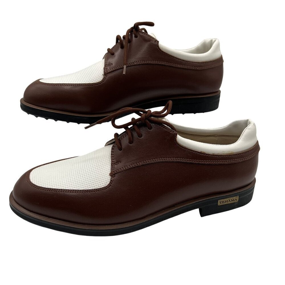 NEW Tehama 9 Brown White Leather Oxford Golf Shoes Italy Made Old Money Preppy